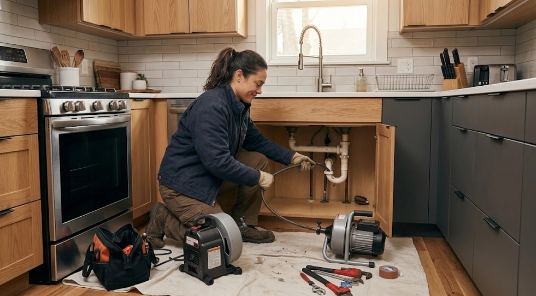 drain cleaning Midwood Brooklyn technician clearing kitchen sink blockage